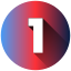 A red and blue circle with the number 1 in it.