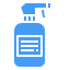A blue spray bottle with a black background