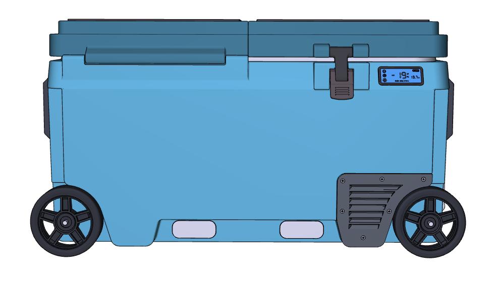 A drawing of an ice chest with the lid open.
